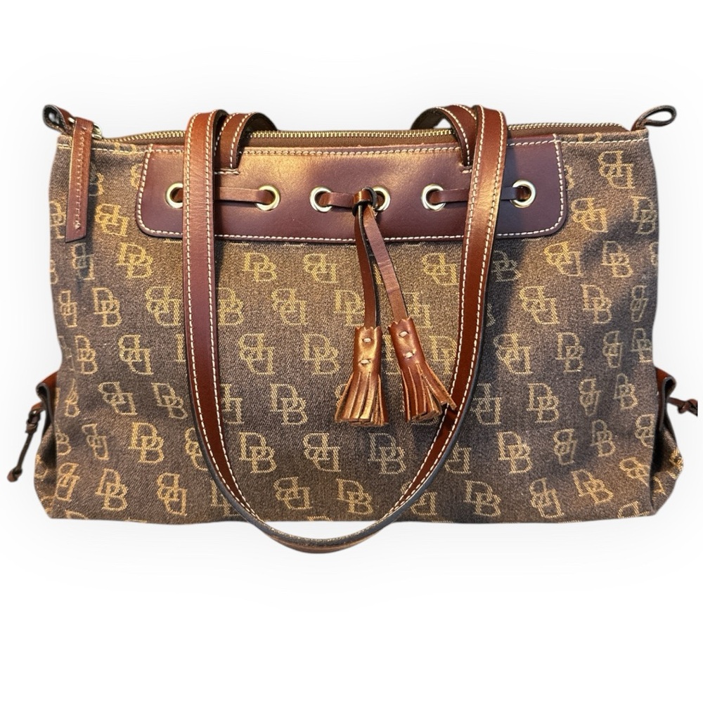 Vintage Dooney & Bourke Brown Monogram Tote Bag